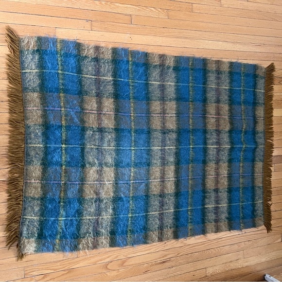 Vintage Scottish Mohair Wool Tartan Plaid Throw Blanket Andrew Stewart 50s 60s - Picture 4 of 8